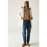 Regatta Women's Sabinka Hooded Waterproof Longline Insulated Jacket in Beige | Size: 16