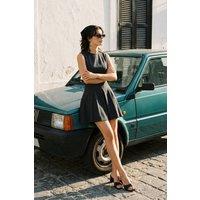 WOVCOR Women's Sleeveless Panelled A-Line Mini Dress with Contour Fit in Dark Grey | Size: 10