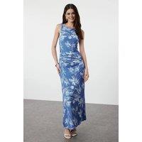 WOVCOR Women's Floral Print Ruched Sleeveless Maxi Dress | Size: Medium