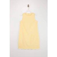 WOVCOR Women's Sleeveless Round Neck Mini A-Line Dress with Contrast Hem in Yellow | Size: 18