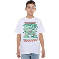 Teenage Mutant Ninja Turtles Boy's TMNT Pizza Takeway T-Shirt White | Size: 7-8 Years