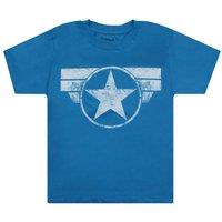 Marvel Boy's Cap Logo Cotton T-Shirt in Bright Blue | Size: 5-6 Years