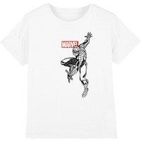 Spider Man Boy's Spiderman Outline Boys T-Shirt White | Size: 9-10 Years