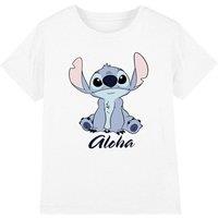 Lilo & Stitch Girl's Aloha Girls T-Shirt White | Size: 9-10 Years
