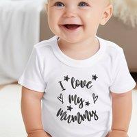 Aye Do Gifts Personalised Black & White I Love My Mummy, Nana, Aunty Baby Outfit: Vest | Size: Newborn
