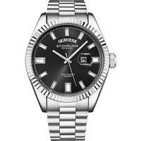 STHRLING Original Men's Valencia 4070 42mm Quartz Watch - Fluted Bezel, Steel Bracelet in Black