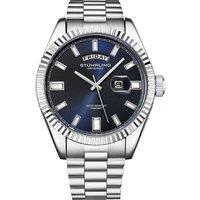 STHRLING Original Men's Valencia 4070 42mm Quartz Watch - Fluted Bezel, Steel Bracelet in Blue