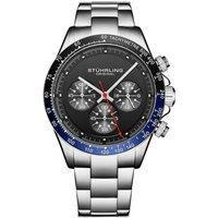 STHRLING Original Men's Chronomark 4066 40mm Quartz Chronograph Watch - Steel Bracelet in Black