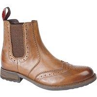 Roamers Men's Softie Leather Twin Gusset Brogue Ankle Boots in Tan | Size: 9