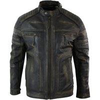 TruClothing Men's Biker Real Leather Jacket in Brown | Size: Small