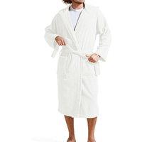 CHRISTY Men's 'Brixton' 100% Cotton Textured Hooded Bath Robe in White | Size: Medium