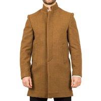 TruClothing Men's Stand Collar Wool Blend Overcoat Classic Trench Coat Winter Jacket in Tan | Size: 3XL