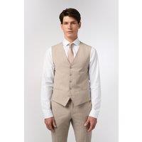 Alexandre Silver Label Men's Stone Chalkstripe Performance Tailored Fit Waistcoat in Nude | Size: 38R