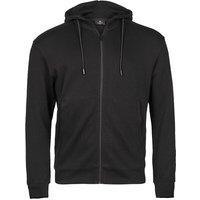 TEE JAYS Men's Ribber Interlock Full Zip Hoodie in Black | Size: Large