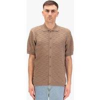 Luke 1977 Men's Kennet Button Up Knitted Shirt in Brown | Size: XL