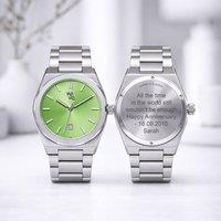 Wear We Met Men's Personalised Wave Watch - Engraved in Light Green | Size: 1 Pack