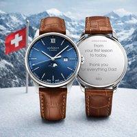 Wear We Met Men's Personalised Swiss Made Montreux Watch - Engraved in Blue | Size: 1 Pack