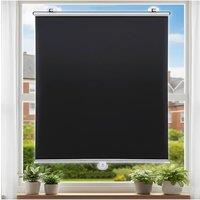 Living and Home 125cm H Set of 2 Roller Blinds Window Shades in Black | Size: 50 cm