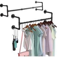 Dprodo Wall Mounted Clothes Rack, 105cm (1 Pack or 2 Packs) in True Black