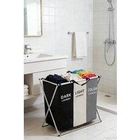 ExtraStar 3-Section Foldable Laundry Basket with Handles
