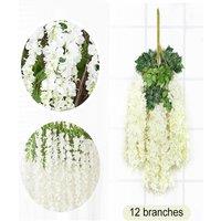 ExtraStar 12 Stems Fake Wisteria Vine Garland for Wedding & Party Decoration in White