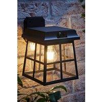 ValueLights Solar Powered LED Matte Black Sensor Outdoor Lantern Wall Light