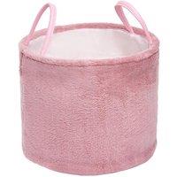 OHS Teddy Fleece Storage Hamper Handles Home Laundry Basket in Light Pink