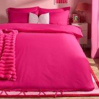 OHS Bow Tie Solid Dye Duvet Cover Set Bedding with Pillowcase in Bright Pink | Size: King