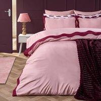 OHS Wavy Edge Bedding Set Microfibre Duvet Cover with Pillowcase in Dusty Pink | Size: King