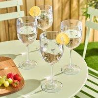 OHS Set of 4 Bows Print Picnic Glasses Plastic Reusable Champagne Glass in Clear | Size: 4 Pack