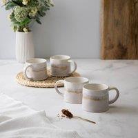 Mikasa Set of 4 White Reactive Glaze Stoneware Mugs in Cream