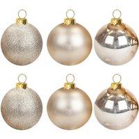 VFM e-Store Christmas Bauble Decoration Hanging Tree Ornament X 6 10cm Champagne in Ivory