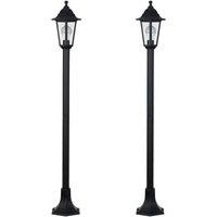 ValueLights Mayfair Pair of Traditional Lantern Black Outdoor Bollard Light