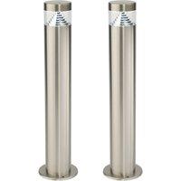 First Choice Lighting Set of 2 Pyramid - Stainless Steel LED Outdoor 50cm Post Lights in Silver