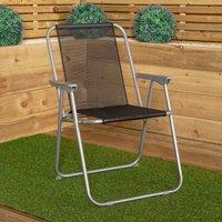 Samuel Alexander 1 x Foldable Garden Chair Fixed position garden chair with grey frame & black fabric