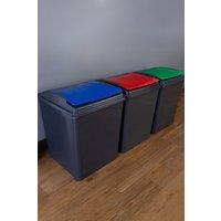 Wham 3 Piece 50L Recycling Plastic Bins in Grey