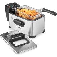 Emperial Deep Fat Fryer 3L, Stainless Steel Chip Pan Basket, Oil Fry - 2000W in Silver | Size: 3L