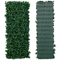 Novecrafto Expanding Privacy Trellis with Artificial Leaves & Flowers (282x30cm) in Green | Size: 282x30 cm