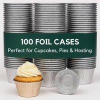 ebake Reusable Aluminium Foil Cupcake Cases in Silver | Size: 50 Pieces