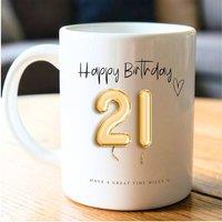 Aye Do Gifts 21st Birthday Gold Balloons Personalised Mug in White