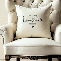 Aye Do Gifts Personalised Mr & Mrs Wedding Cushion in Cream | Size: 40 cm x 40 cm