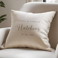 Aye Do Gifts Personalised Surname Wedding Cushion in Cream | Size: 40 cm x 40 cm