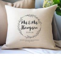 Aye Do Gifts Personalised Wild Flower Wedding Cushion in Cream | Size: 40 cm x 40 cm