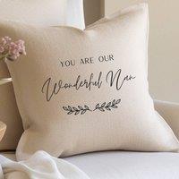 Aye Do Gifts Personalised Wonderful Nan, Gran, Grandma Cushion in Cream | Size: 40 cm x 40 cm
