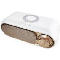 Obasyhig Wireless Charging Alarm Clock Bluetooth Speaker in White