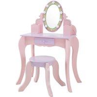 Teamson Kids Kids Vanity Table & Stool with LED Mirror & Drawer Storage in Pink