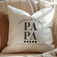Aye Do Gifts Men's Personalised Reserved for the Best Papa Cushion in Cream | Size: 40 cm x 40 cm