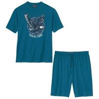 Atlas for Men Men's Eagle Cotton Short Pyjama Set in Blue | Size: Large
