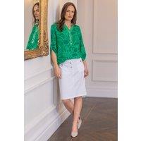 Klass. Women's Stretch Button Front Skirt in White | Size: 20