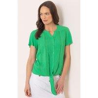 Klass. Women's Tie Front Short Sleeve Blouse in Green | Size: 18